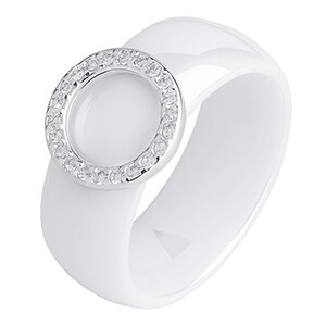 Circle Crystal Rings 8mm Width Healthy Ceramic Rings With Circle Shape Women Wedding Engagement: 12 / White Rings