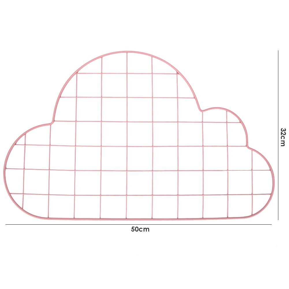 Mesh Storage Frame Manager Metal Mesh Frame Wall Hanging Cloud Girl Heart Modern Style Display Frame Photo Wall 50*32CM: Pink