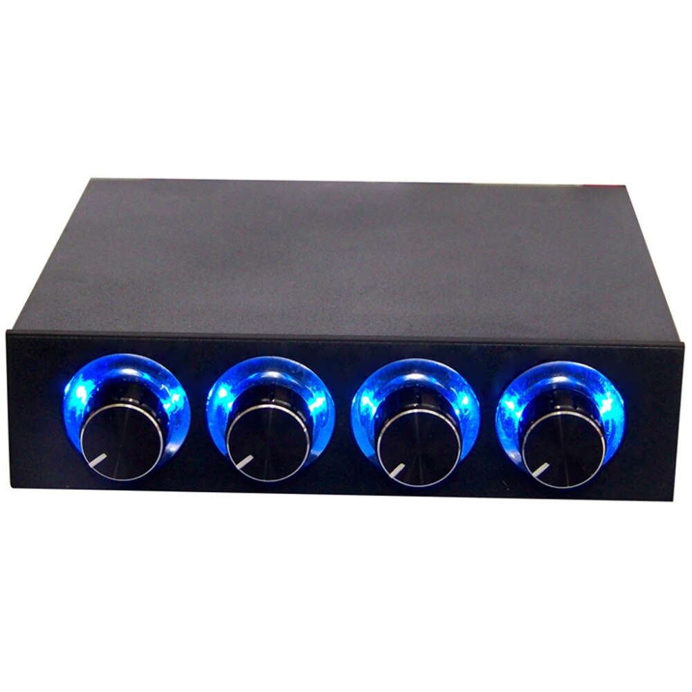 3.5inch PC HDD 4 Channel Speed Fan Controller with Blue/Red LED Controller Front Panel For Computer Fans