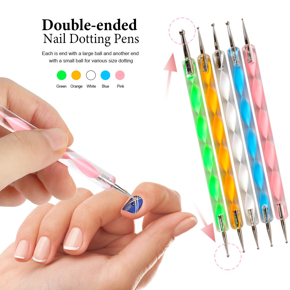 Nail Art Set Gel Brush Dotting Pen Glitter Polish Rhinestones Striping Tape Stickers Accessories Tools Kit Decorations