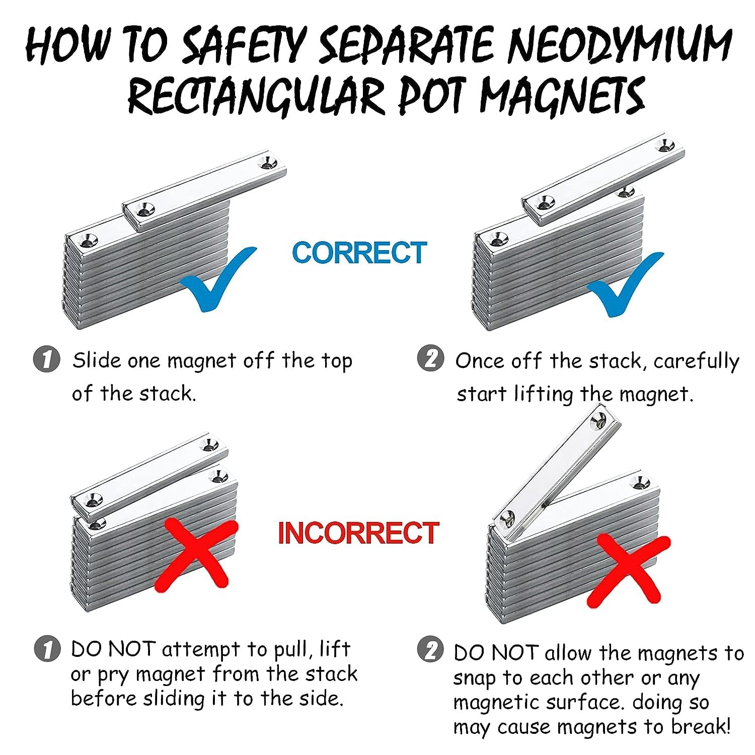 1 peça L40-L120mm n35 Bloco Forte ímã de Neodímio Permanente Poderoso ndfeb Retângulo Pote Imãs com Furo de Parafuso Escareado