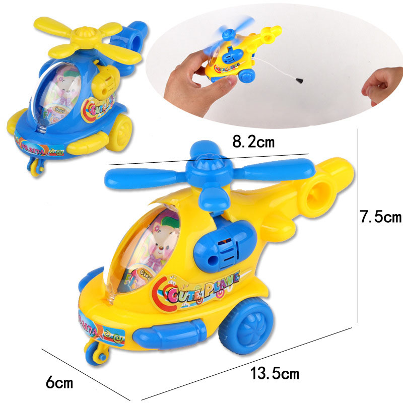 1 stk klassisk tegneserie reb helikopter børn underholdning oprulningslegetøj søde roterende propel køretøjer legetøj