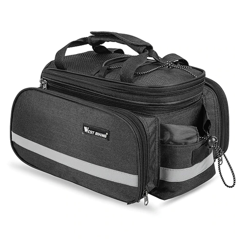 WEST BIKING Bicycle Bags Large Capacity Waterproof Cycling Bag Mountain Bike Saddle Rack Trunk Bags Luggage Carrier Bike Bag: Black