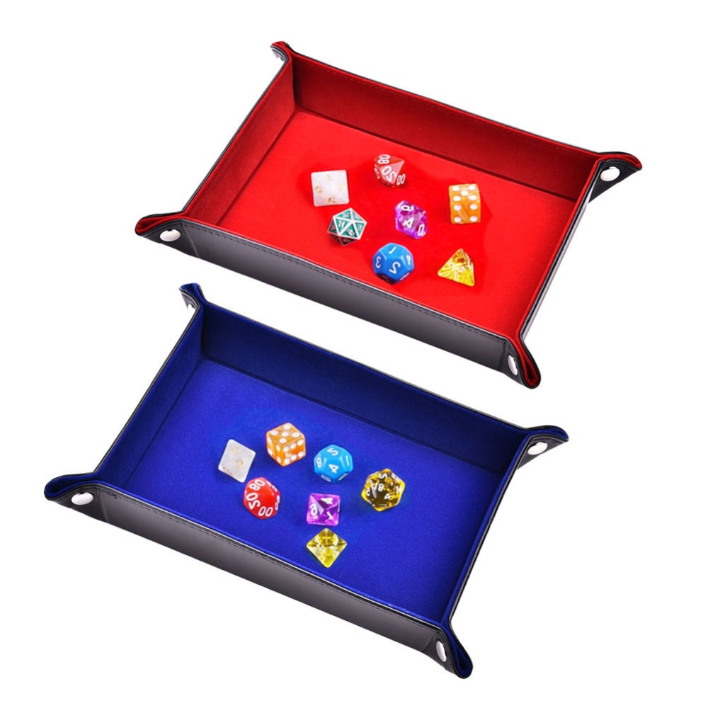 Dubbelzijdig Dobbelstenen Dienblad PU Lederen Vouwen Rechthoek Lade Fluwelen Dobbelstenen Houder Voor RPG DND Schaken Andere Tafel Games En opslag