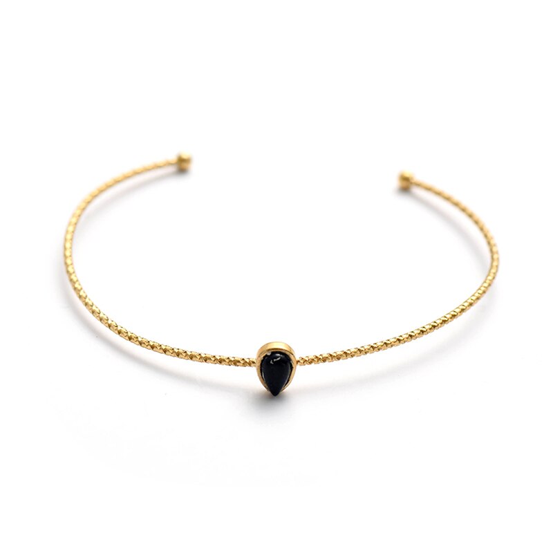 Wilden & Freies Böhmischen Edelstahl Gold Armreifen Für Frauen Wasser Tropfen Stein offen Bracleets Punk Boho Strand Armreifen Schmuck: Schwarz