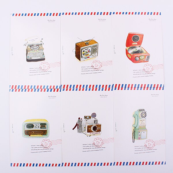 6 sztuk/zestaw wczoraj raz jeszcze pocztówka klasyczny pamięci kartki z życzeniami zestawy prezent urodzinowy karty wiadomość dostaw (ss-1734)