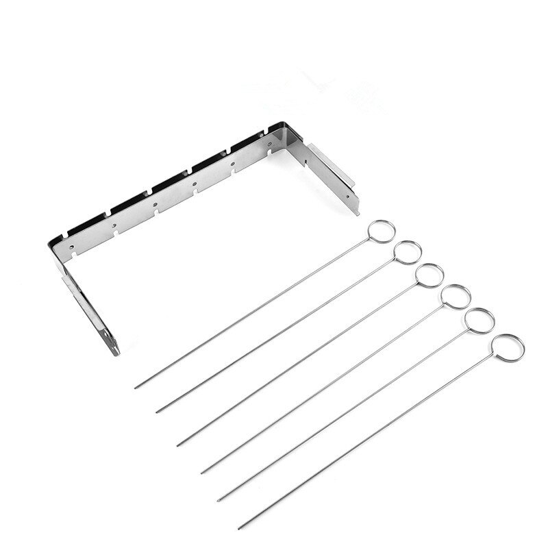 Support de brochettes de barbecue en acier inoxydable, pliable et Durable, avec 6 pièces