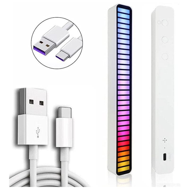 Voice Level Lights,APP Controlled RGB Wireless Voice Control Music Spectrum LED Light Indicator For Car Desktop