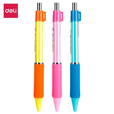 DELI EU615-portaminas Kawaii de coreano, lote de 3 unidades, lápices bonitos de 0,7mm/0,5mm, suministros para estudiantes escolares con agarre suave automático: EU61600-0.7MM