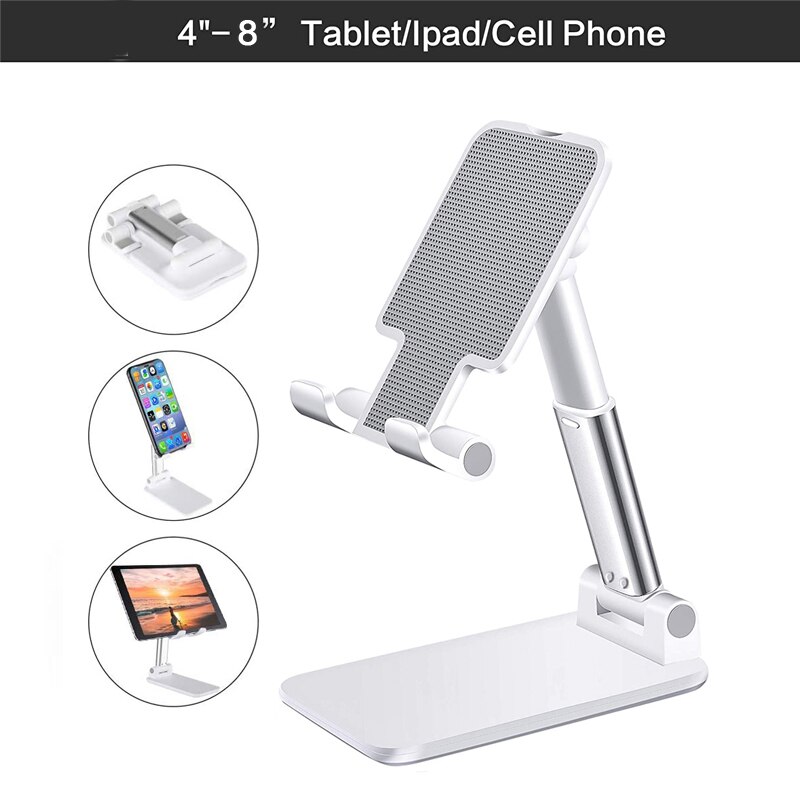 Smart Phone Desktop Tablet Holder Stand Cell Foldable Extend Desk Mobile Phone Support For iPhone iPad Samsung Huawei Xiaomi: T9 White
