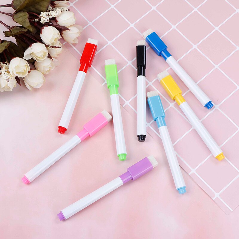 10 Pcs 8 Kleur Uitstekende Magnetische Whiteboard Pen Droog Vegen White Board Markers Magneet Pennen Ingebouwde Gum Kantoor School levert