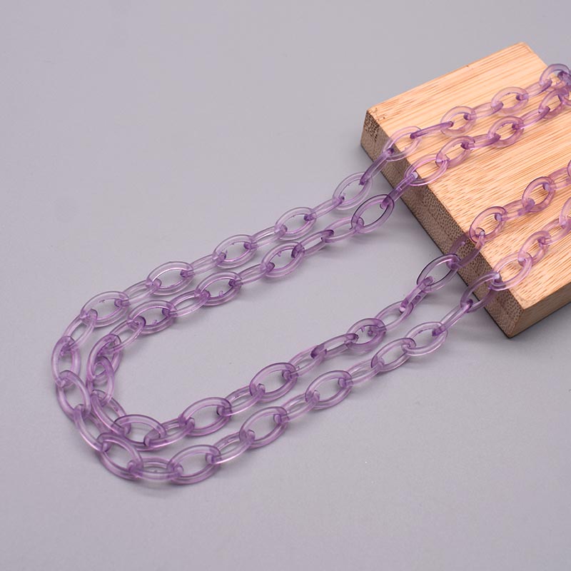 Cadeia Link acrílico transparente para fazer jóias, lagosta fecho correntes, achados links, óculos, 50cm de comprimento, 10 pcs, 50pcs: 10mm / Laranja