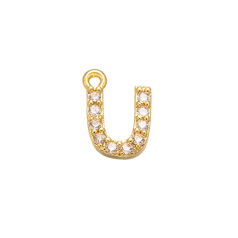 ZHUKOU 8x8.5mm ottone Cubic Zirconia cristallo 26 lettera pendenti con ciondoli per donna collana orecchini accessori gioielli modello: VD545: U