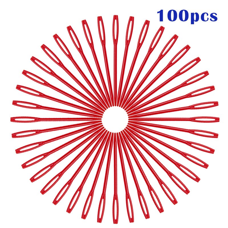 100Pcs Bodkin Grote Naalden Gold Eye Pins Borduren Tapestry Hand Naald Gereedschap Wol Diy PIN11: 2. red