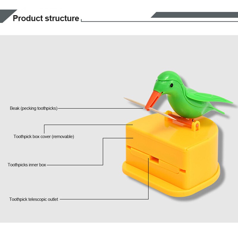 Dispensador de mondadientes para pájaros, , automático, sencillo, práctico, colibrí, caja de Bambú