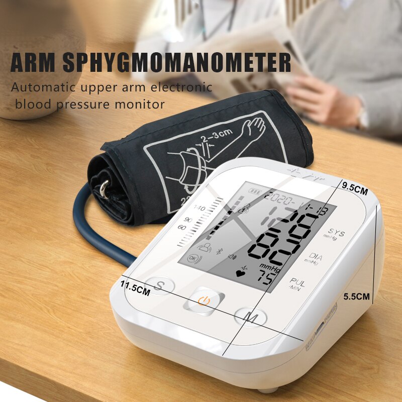 Digital BP Monitor Upper Arm Blood Pressure Monitor Automatic Sphygmomanometers Heart Rate Tester Hypertension Health Monitoring
