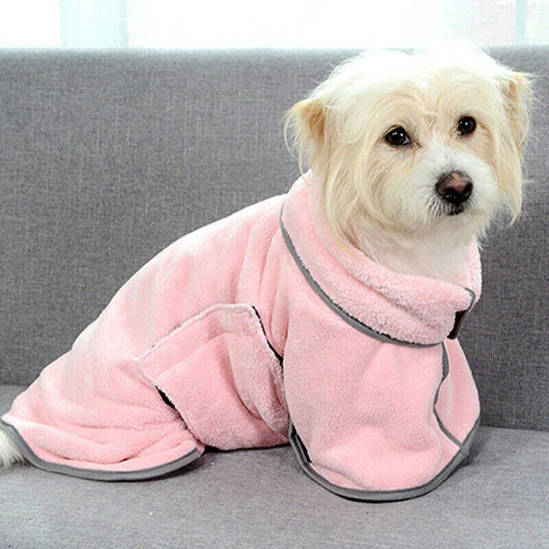 Accappatoio per cani in microfibra super assorbente asciugatura rapida animale domestico gatto cucciolo asciugamani da bagno morbidi di lusso cane gatto forniture da bagno spesse: rosa / M