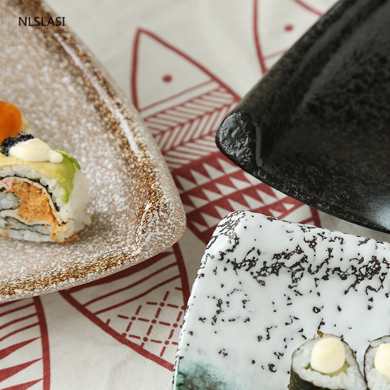 Japanese sushi plate ceramic dessert plate irregular snack plate odd-shaped retro special-shaped tableware set plate
