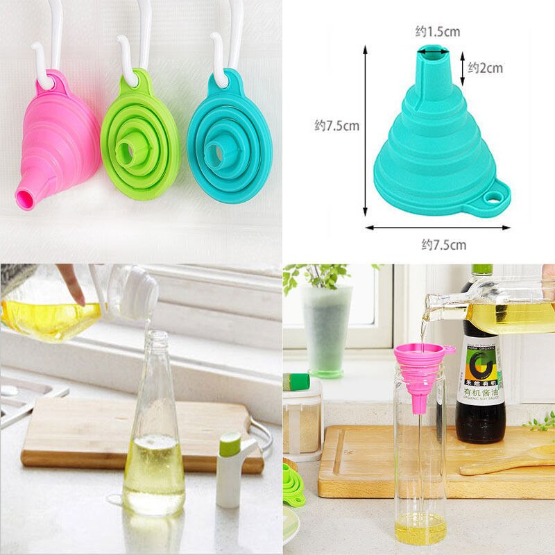 Heat-resistant silicone funnel for cooking practical gel foldable folding funnel kitchen tool