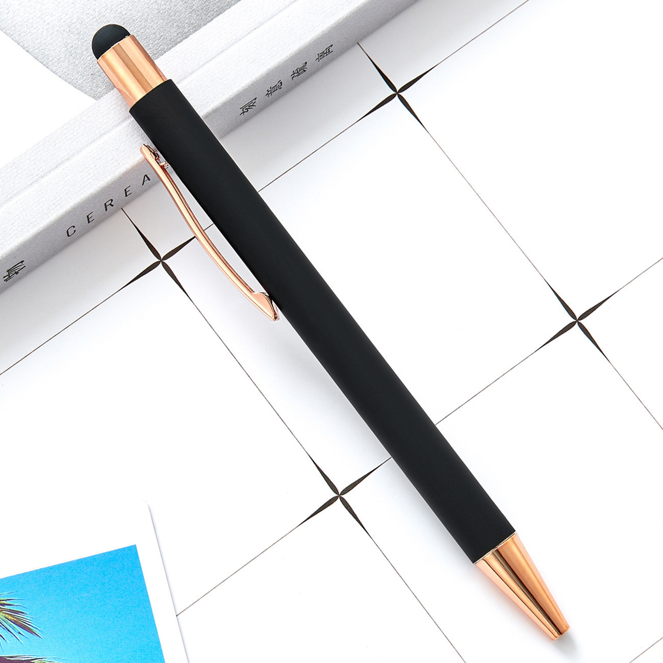 50PCS FreeCustomMetal Balpen Reclame Pen Graveren LOGO Touchscreen Pen voor WeddingMulti Functie Pen: Rood