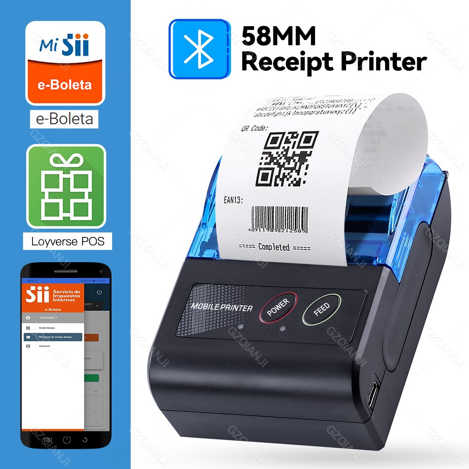 Mini Portable 58mm Bluetooth Pocket Thermal Receipt Printer Wireless Notes Phone Printer Android IOS PC Eboleta Impresora Recibo