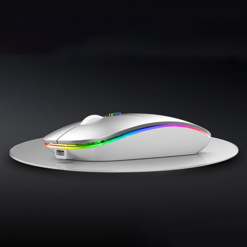 RGB Dual-Mode Mouse Wireless Rechargeable Mute Mouse for Phones Notebook Tablets 2.4G Wireless Mute Mouse Bluetooth Wireless