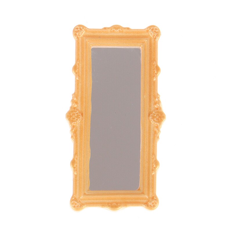 1PCS 1/12 Scale Metal Practical Bathroom House Miniature Vintage Glod Sliver Rose Gold Vanity Mini Mirror Dolls Furniture Toy: Gold