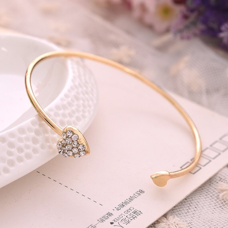 Urocze Love Heart Shape bransoletki i Bangles dla kobiet dziewczynki kryształowa bransoletka złota srebrna kolorowa bransoletka oświadczenie biżuteria A233
