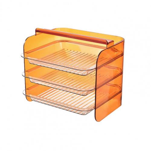 Multilayer Side Dish Rack Fruit Vegetables Side Dish Rack Drawer Stackable Vegetable Meat Kitchen Tray Fridge Organizer: Orange