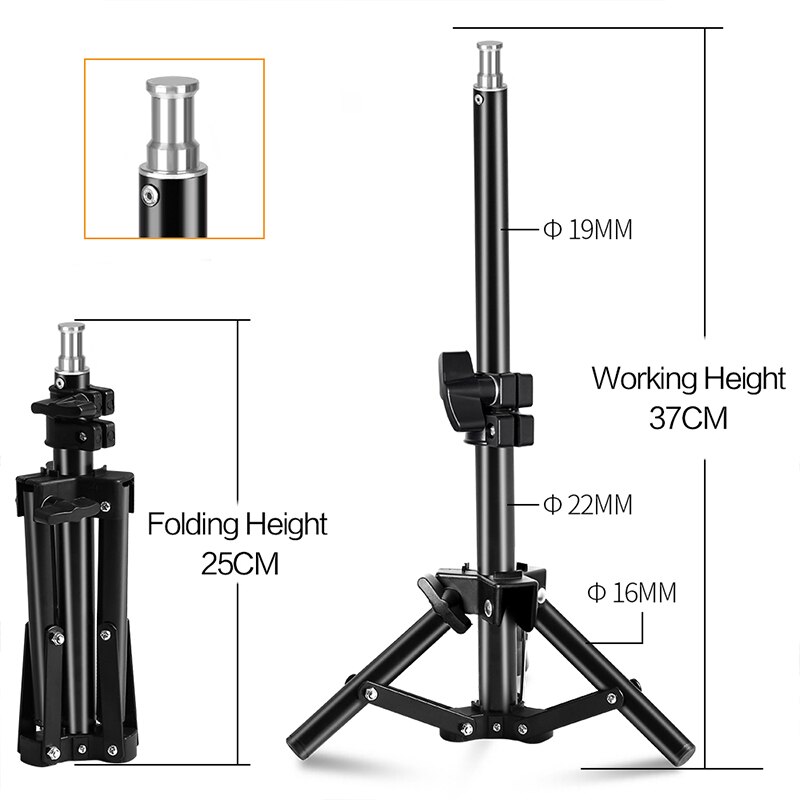 1 pieza LED lámpara Luz de estudio de fotografía bombilla retrato suave caja de relleno de luz bombilla de luces y 37CM de luz de pie