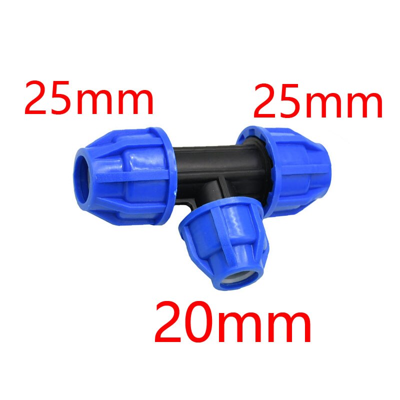 T-type 20mm 25mm 32mm pvc pe tube tee water splitter 1/2 3/4 1inch water pipe reducing tee connector 1pcs: 25x25x20