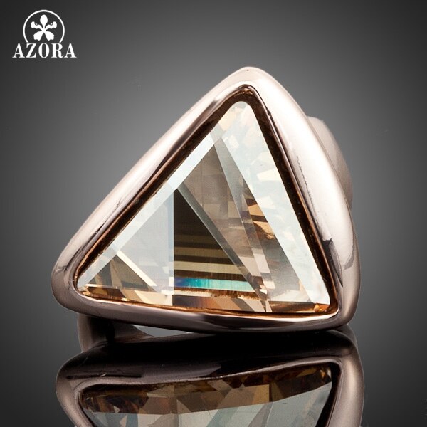 AZORA Rose Goud Kleur Goud Kleur Driehoek Stellux Oostenrijkse Crystal Ring TR0015