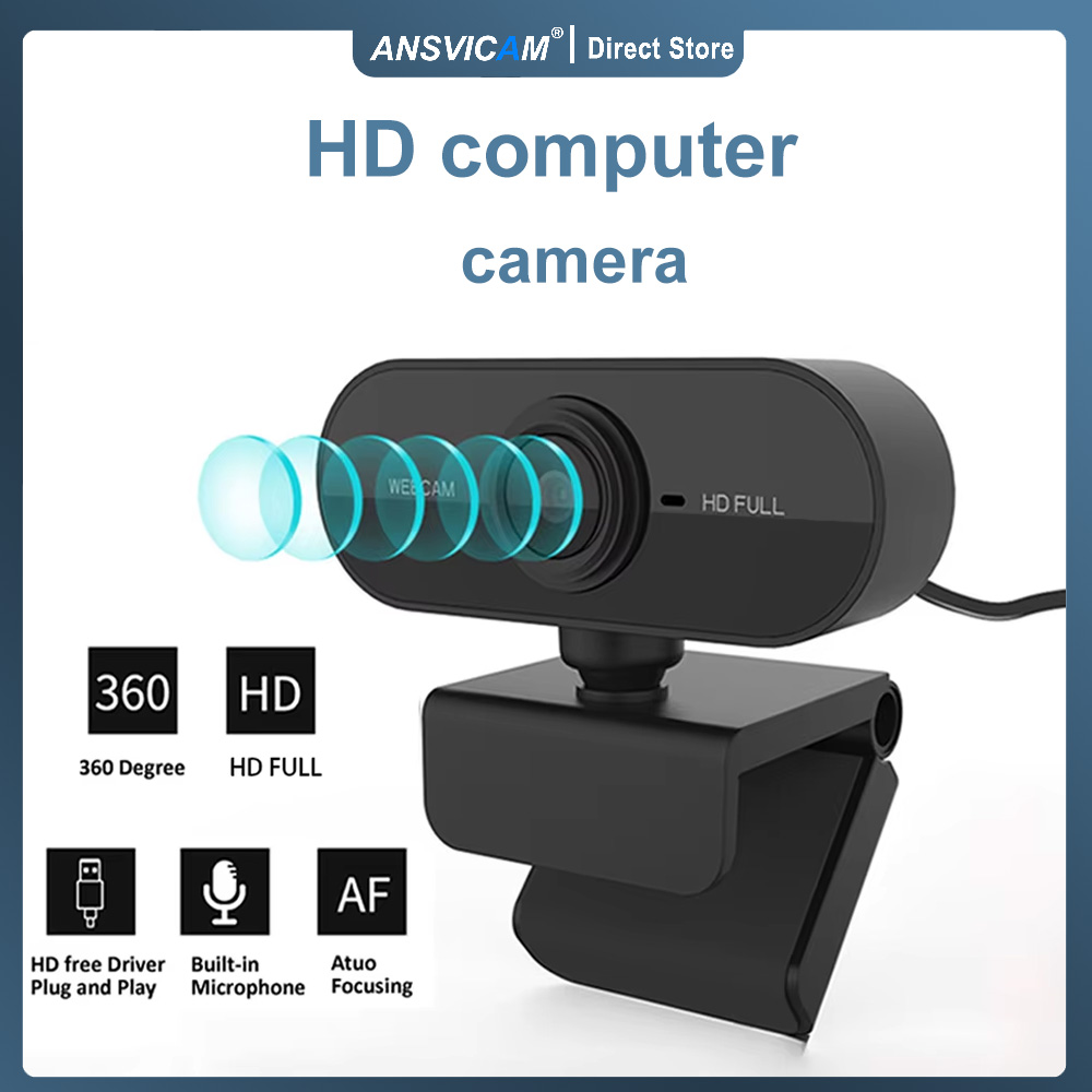 Webcam para computador com 1080p câmeras usb hd e suporte para microfone, ideal para desktops e laptops, perfeita para videoconferências ao vivo.