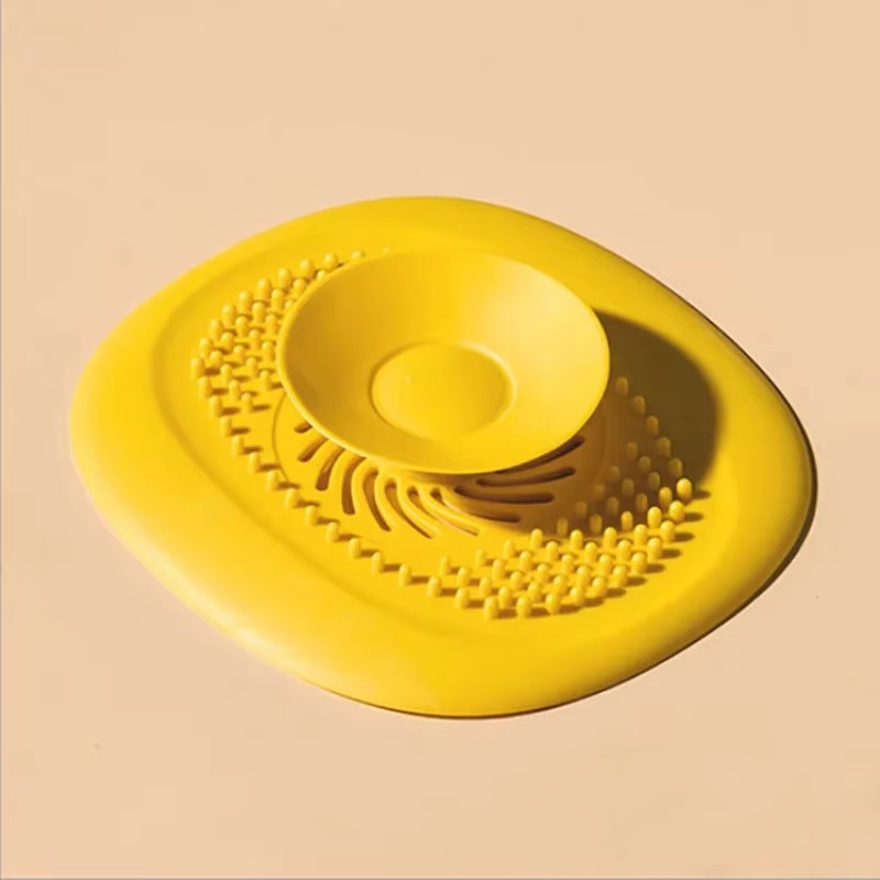 1PC silicone anti-blocco vasca da bagno tappo bagno scarico a pavimento doccia lavello cucina strumento filtro domestico: giallo