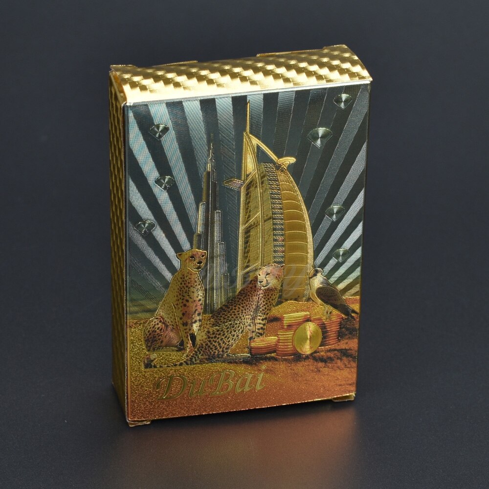 Dubai arkitektur guldfolie guld spillekort pokerspil vandtætte kort til ven souvenir: Lysegrå