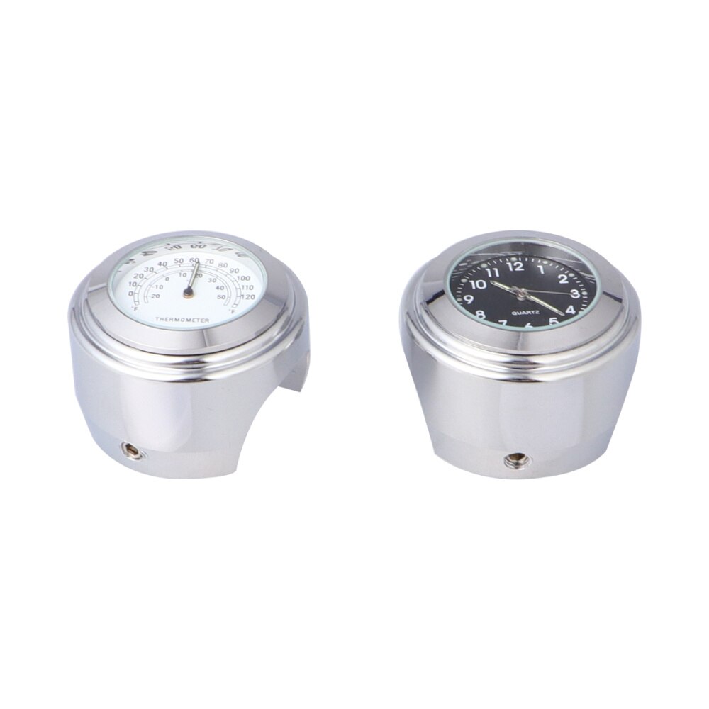 2 Stuks Aluminium Stuur Motorfiets Lichtgevende Horloge Algemene Voertuig Temperatuur Stuur Meter