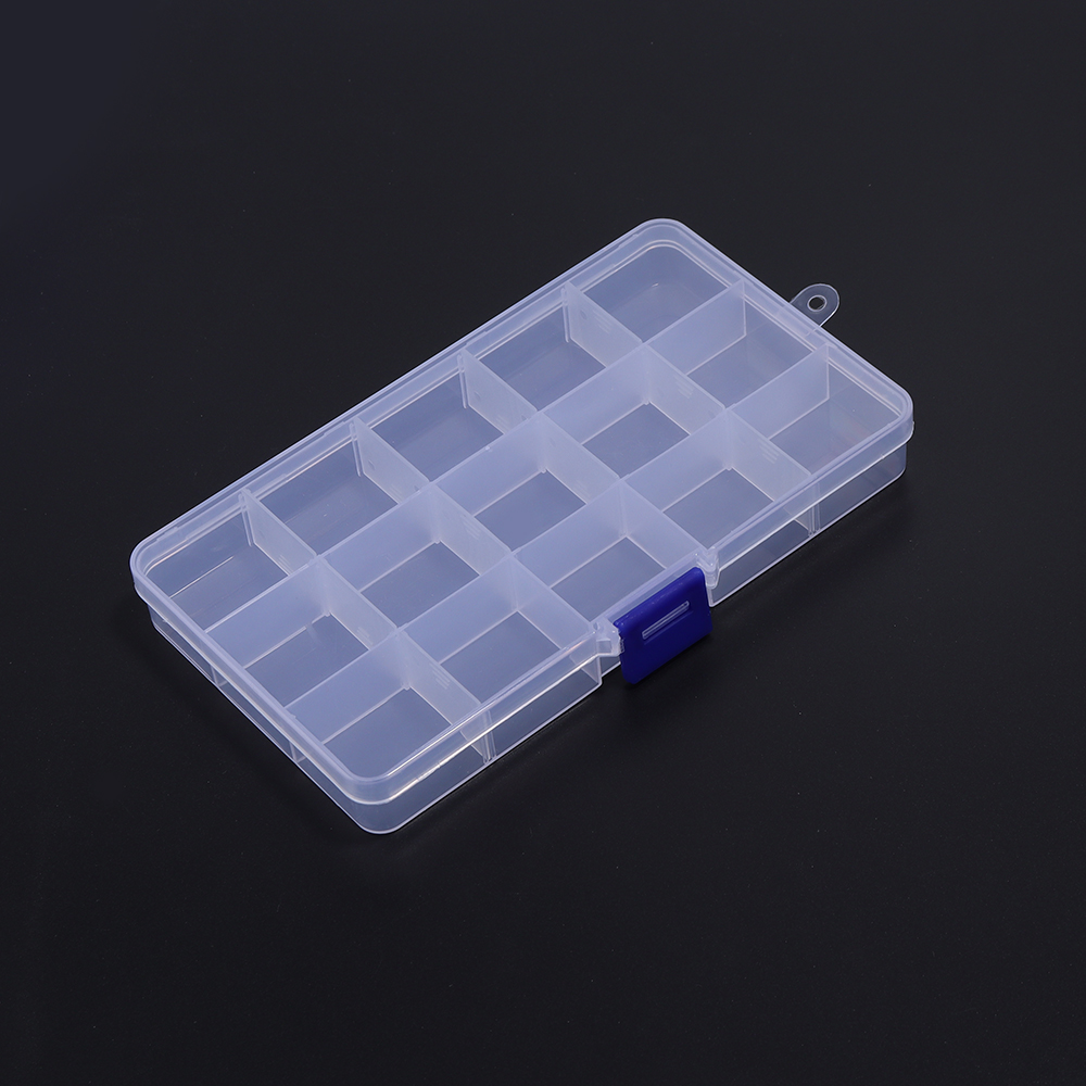 10/15 Grids Plastic Jewelry Box Storage Case Craft Jewelry Beads Earrings Compartment Adjustable Display Organizer Container: WHITE