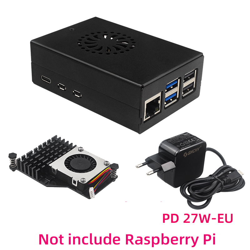 Raspberry Pi 5 metalen behuizing aluminium behuizing compatibel voor actieve koeler voor RPI 5 Pi5: WHITE