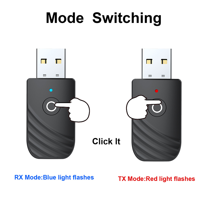 Bluetooth 5.0 Adapter AUX Audio Receiver Transmitter 2 IN 1 3.5mm Jack Wireless Adapter With LED For TV Earphone PC Car Computer