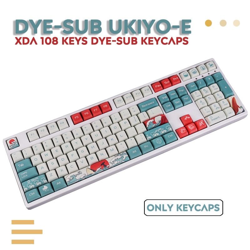 PBT Keycap 108 Keys XDA Profile DYE-Sublimation Japanese Ukiyo-e Keycaps For GK61 Cherry MX Switch Mechanical Keyboard