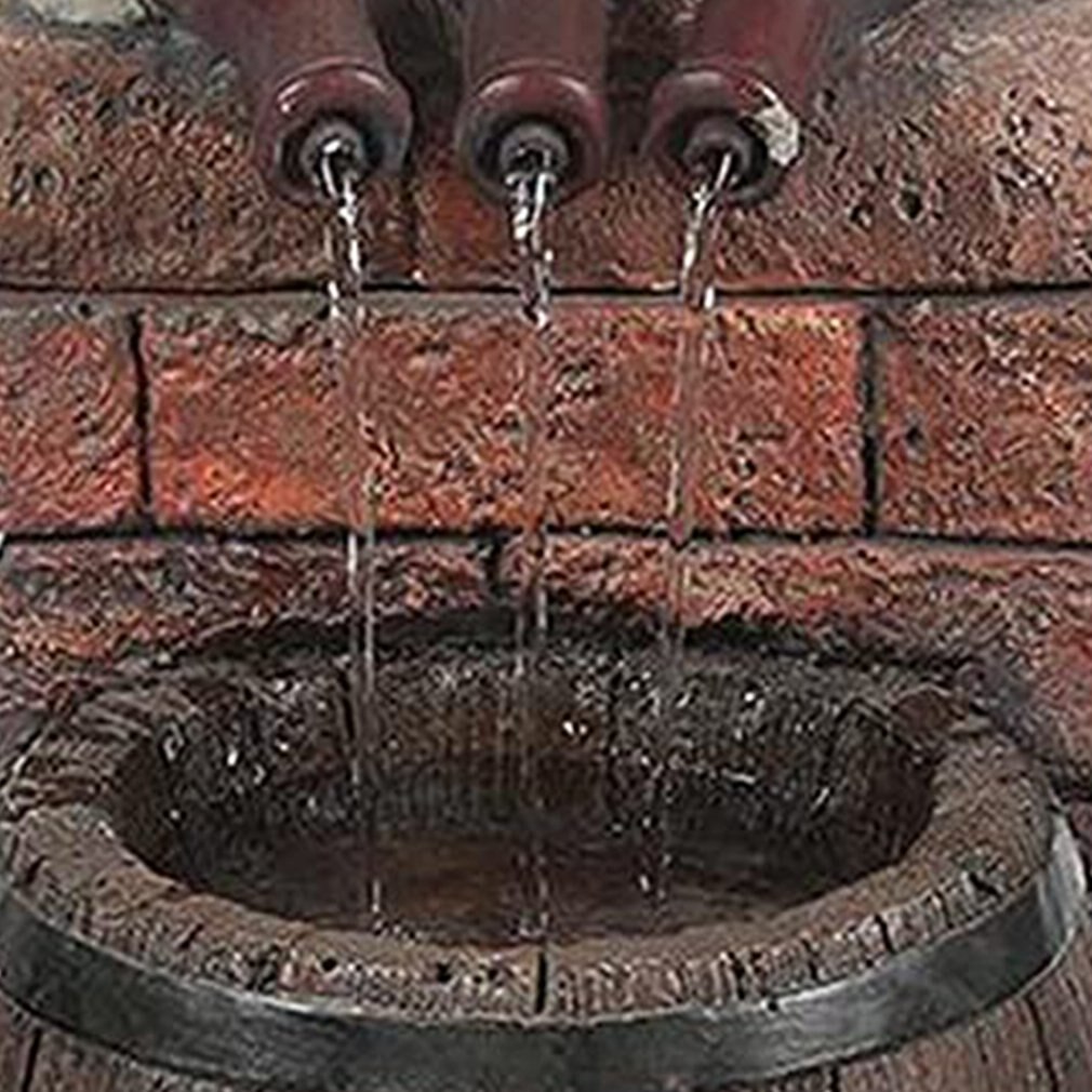 Hars Wijn Fles En Vat Outdoor Fontein Sculptuur Rustieke Houten Vat Water Fontein Voor Tuin Patio