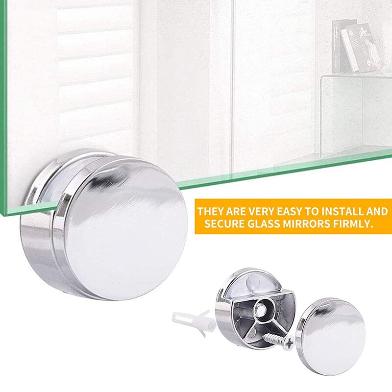 8 Pcs Mirror Clip Set Mirror Holder Clips Zinc Alloy Mirror Holders for Walls Fixed Fitting for 3-5mm Thick Mirror