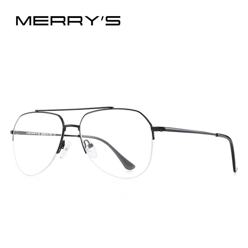 MERRYS-gafas clásicas de piloto para hombre y mujer, gafas graduadas para miopía, montura óptica S2690: C01 Black