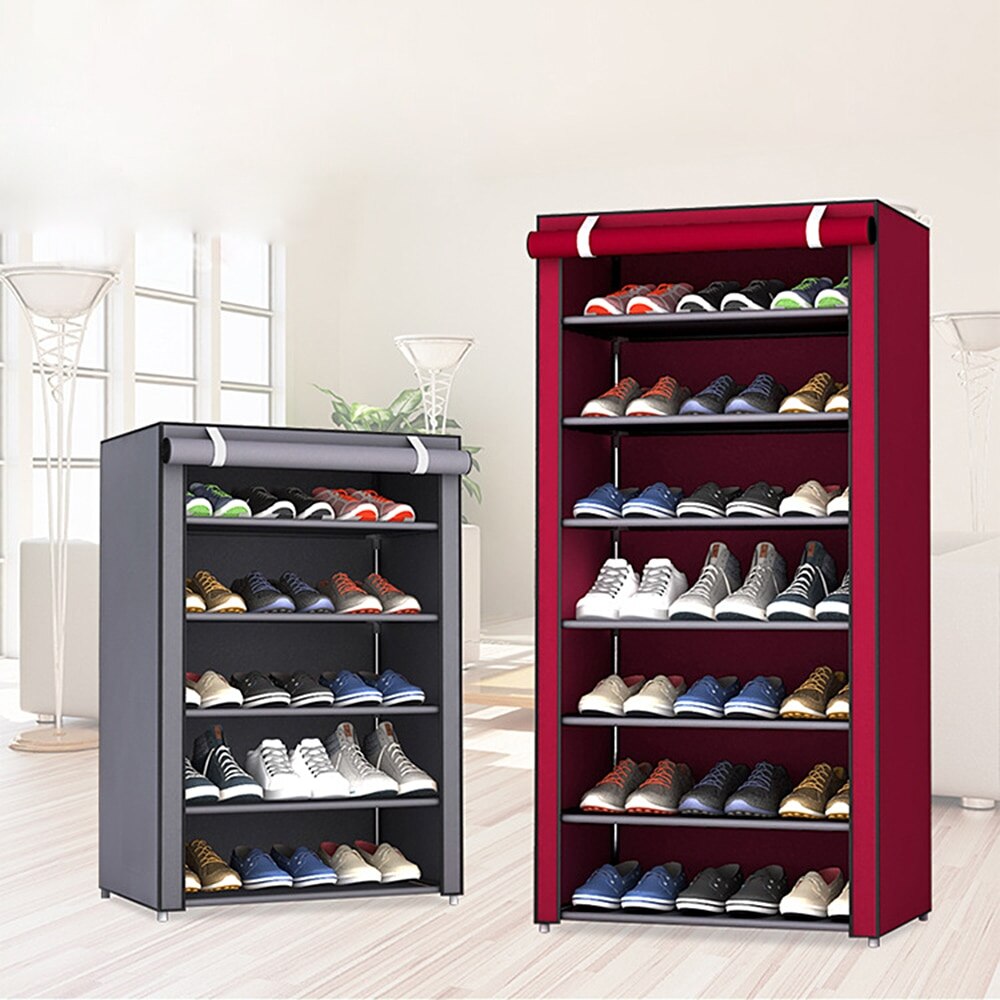 Multi Tiers Dust Proof Portable Steel Stackable Storage Non-Woven Fabric Shoe Stands Organizer Closet Home Holder Shelf Cabinet
