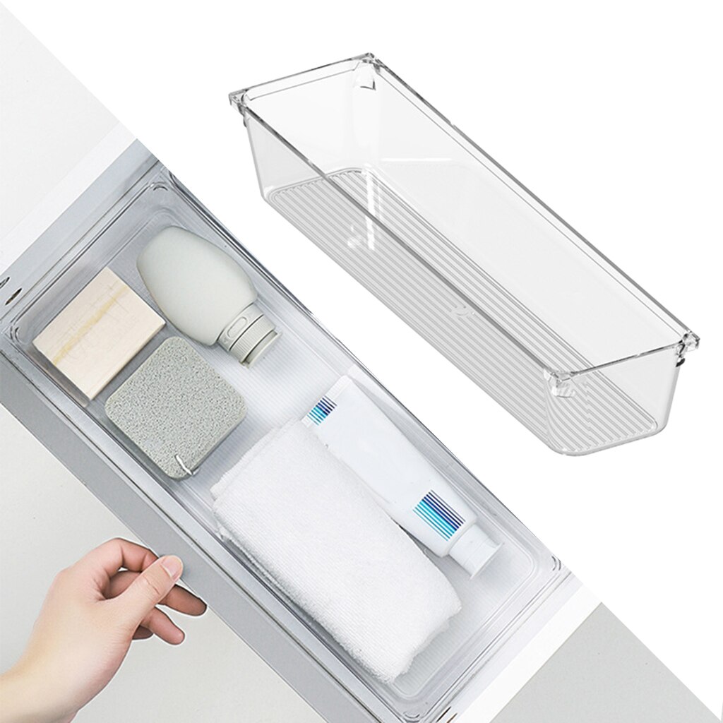 Plastic Stackable Drawer Organizer Cabinet Makeup Stationery Divider Storage: 30.6x7.6x5.2cm