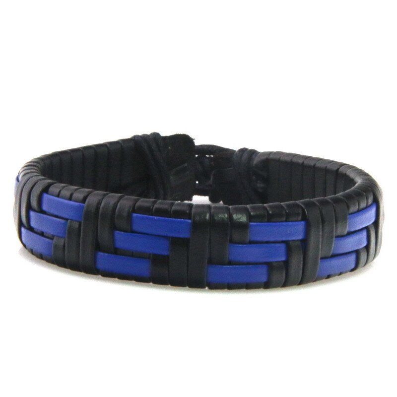 Punk Eenvoudige Stijl Mannen Brede Lederen Armband Vrouwen Handmatige Maken Lederen Armband Bedelarmband Lengte Verstelbare: SHJ18241
