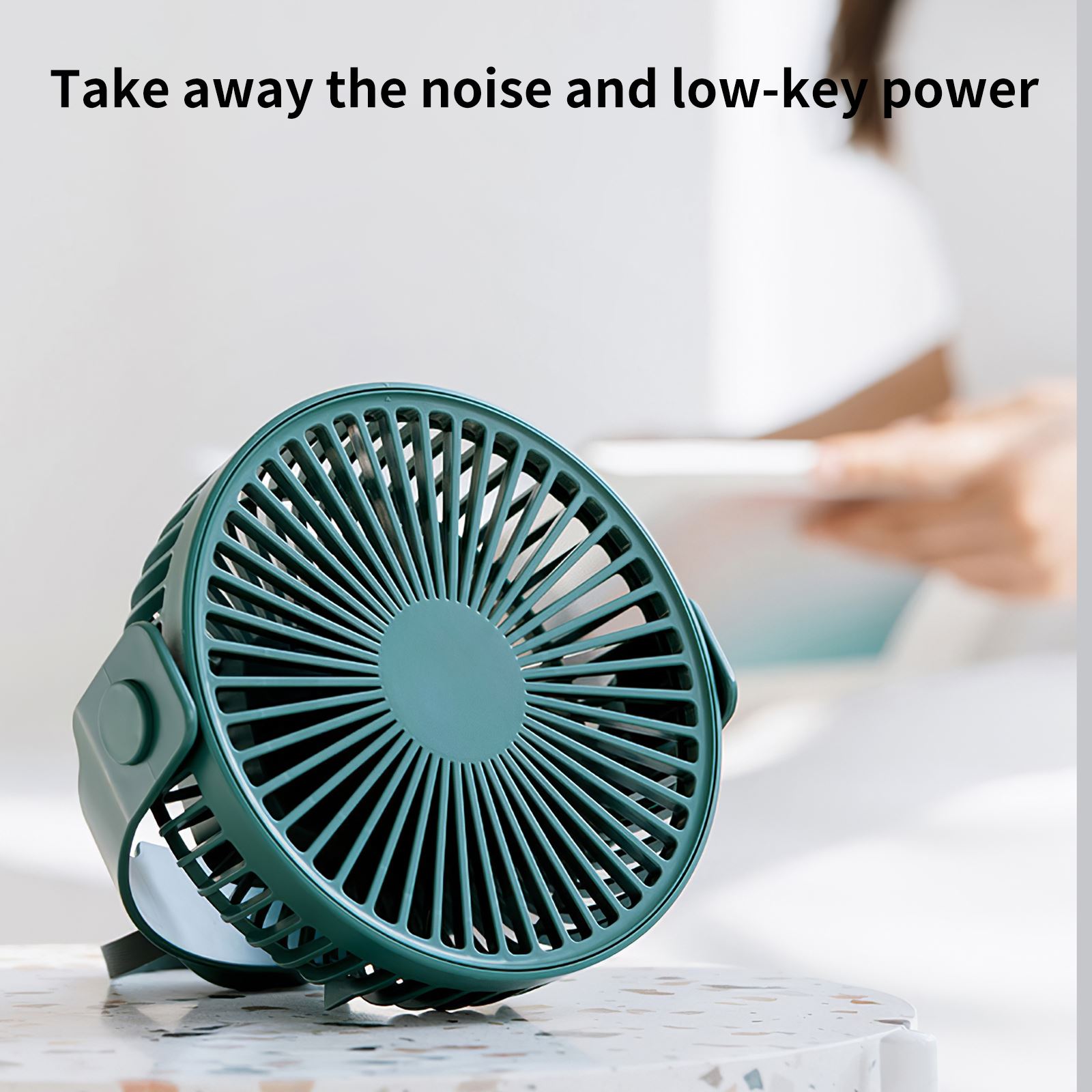 USB Table Fan Mini Durable Fan Quiet Desk Fan Adjustable Angle Rechargeable Small Fan 4 Speed For Desktop Office Study Indoor