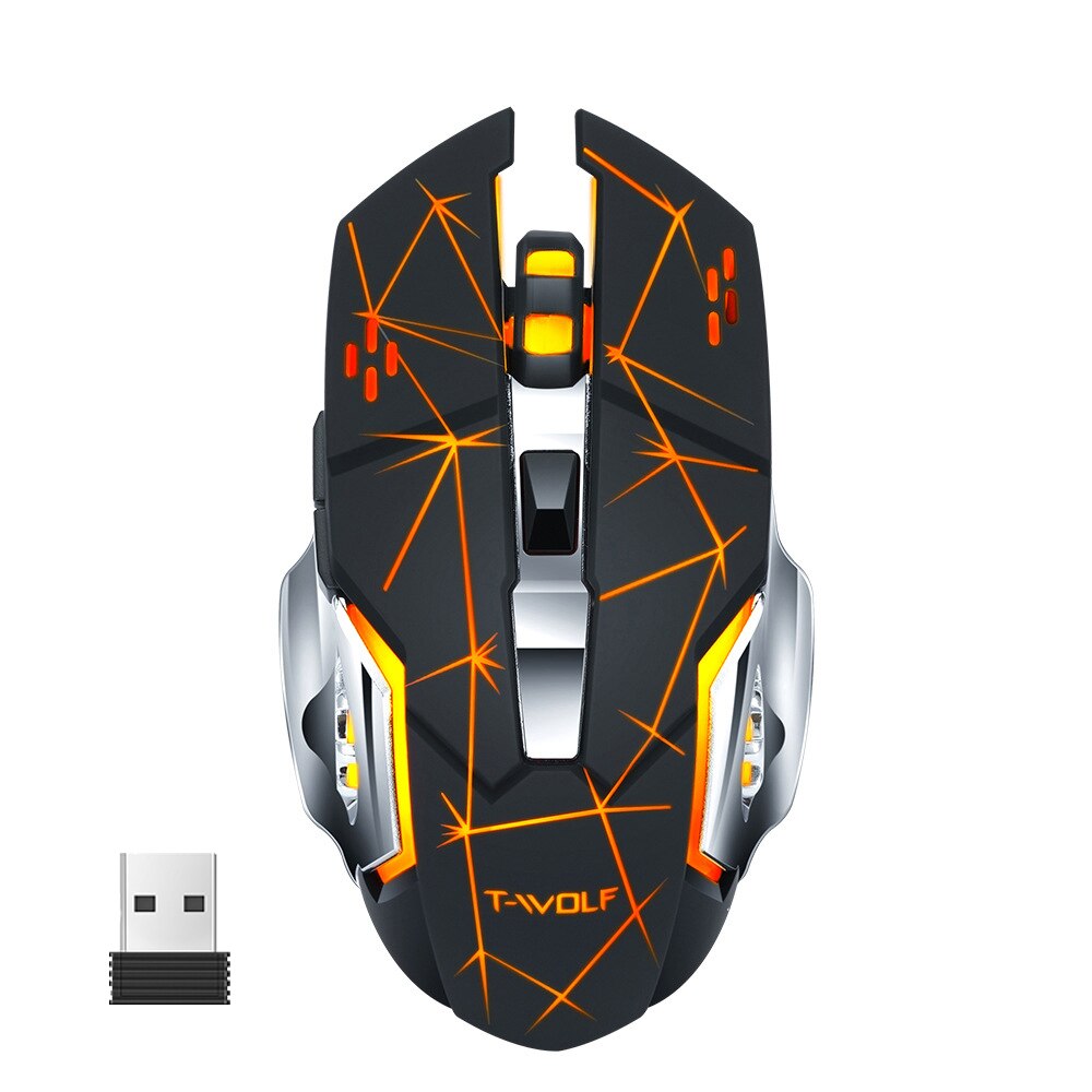 Draadloze Muis Optische Gaming Muis Computer 2400Dpi Professionele Gamer Mouse Led Backlit Oplaadbare Stille Muizen Voor Pc Laptop: Star Black