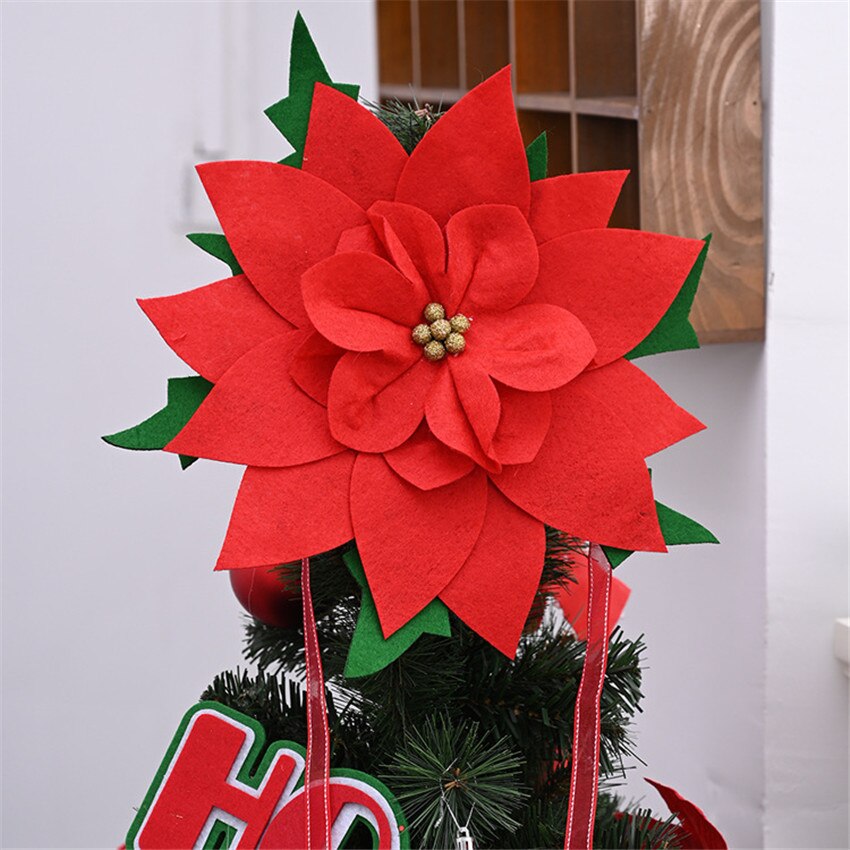 34Cm Grote Kunstmatige Rode Bloemhoofdjes Kerstboom Toppers Thuis Bruiloft Decoratie Diy Rode Bloem Kerstboom Ornamenten