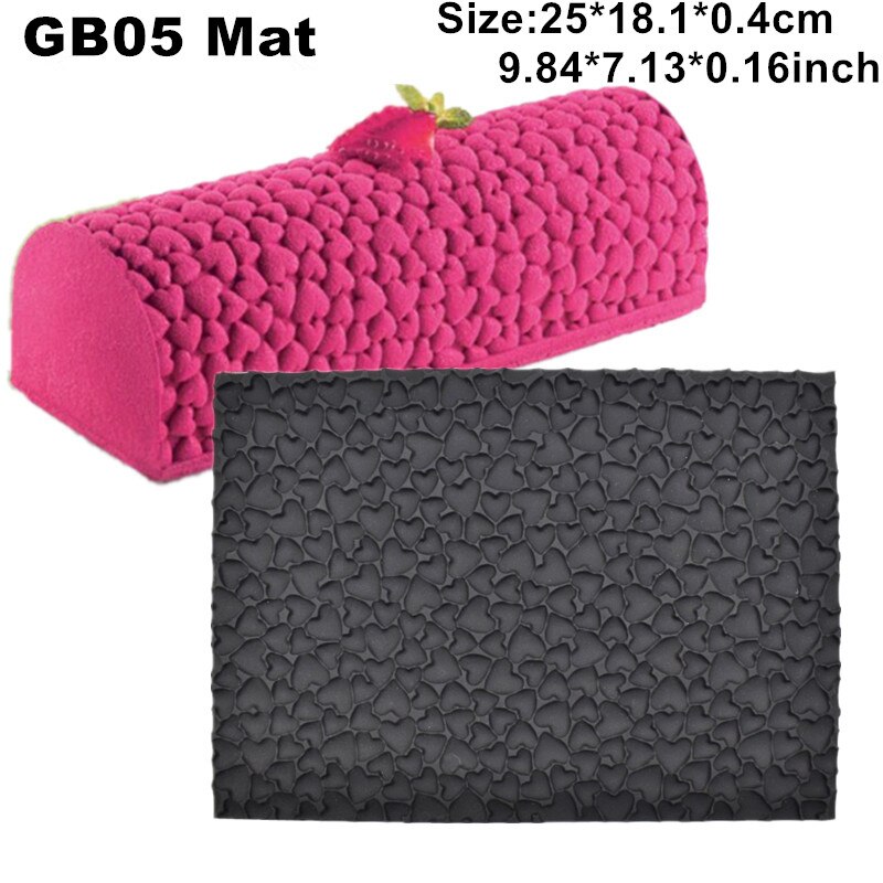 Silicone Swiss Cake Mould Yule Log Mold Large Buche Form Silicon Fondant Mat Impression Lace Moulds: GB05MAT